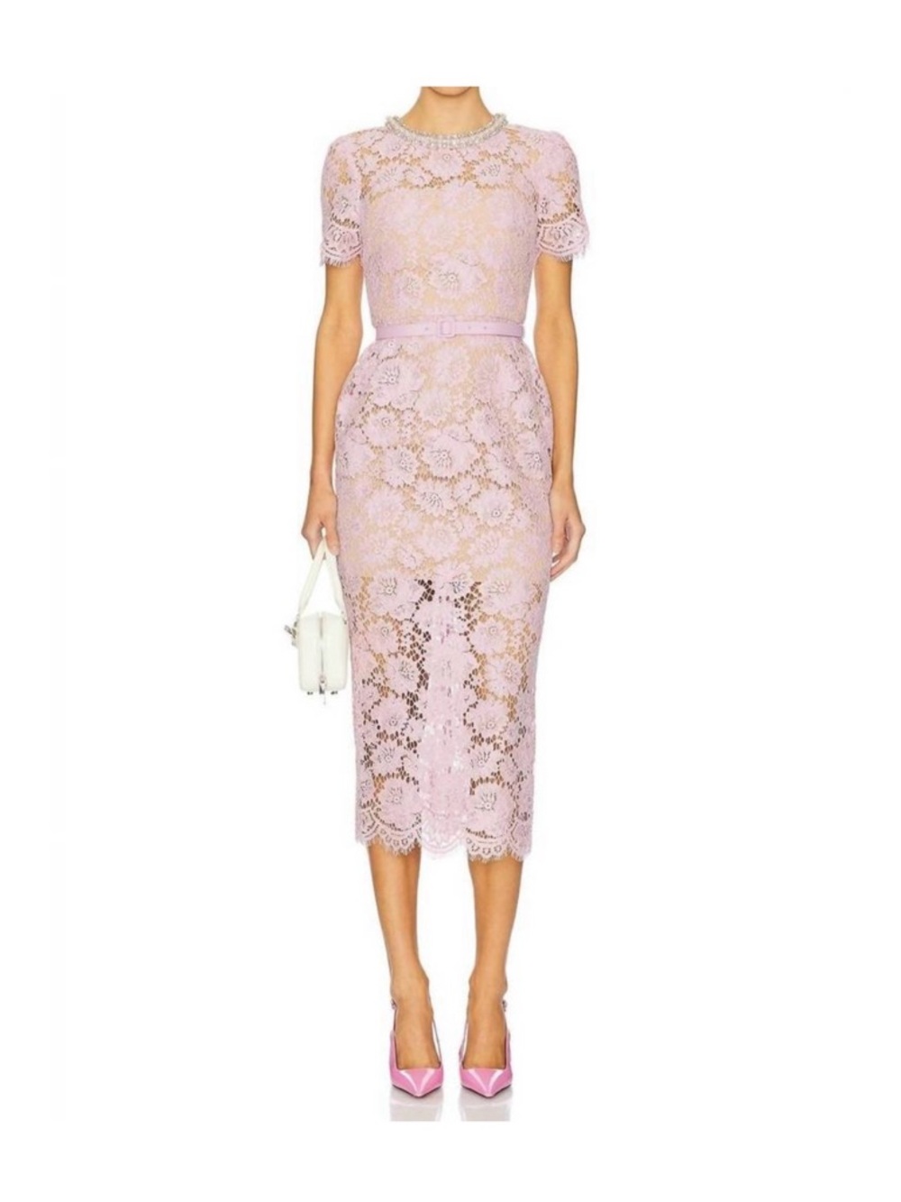 Self-Portrait Lavender Lace Midi Dress